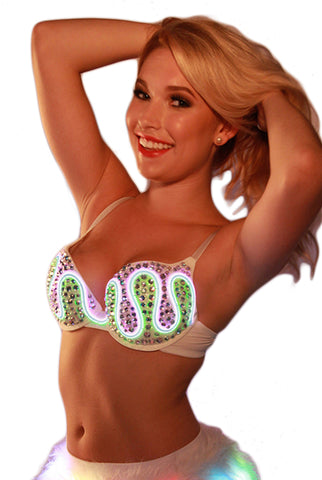 Image of Rhinestone Light Up Bra - White