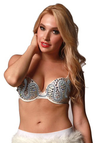 Image of Rhinestone Light Up Bra - White