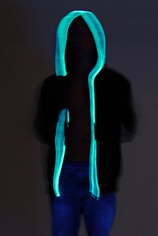 Image of Light-up Hoodie - Black with blue el wire