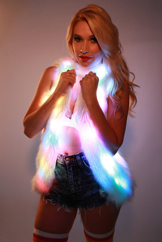 Image of Light-up Glow Fur Rainbow LED Vest