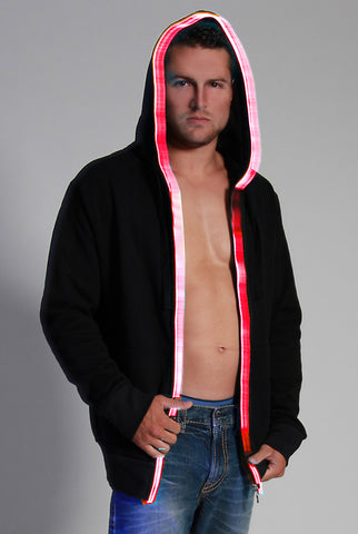 Image of Light-up Hoodie - Black with red el wire