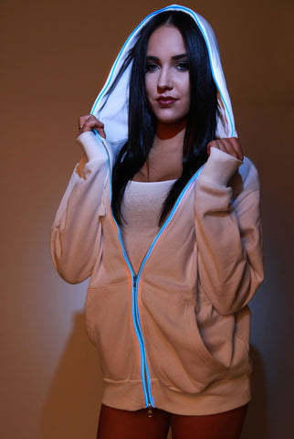 Image of Light-up Hoodie - White with blue el wire