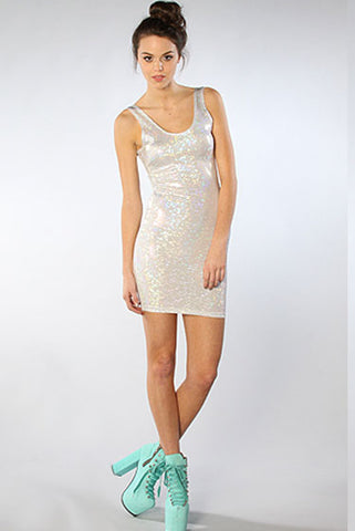 Image of White Hot Hologram Dress