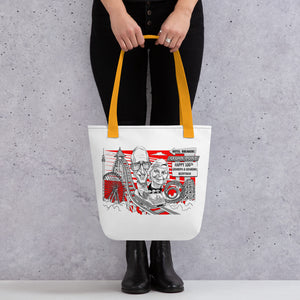 Merryman Tote Bag (red print, one sided, no names!)