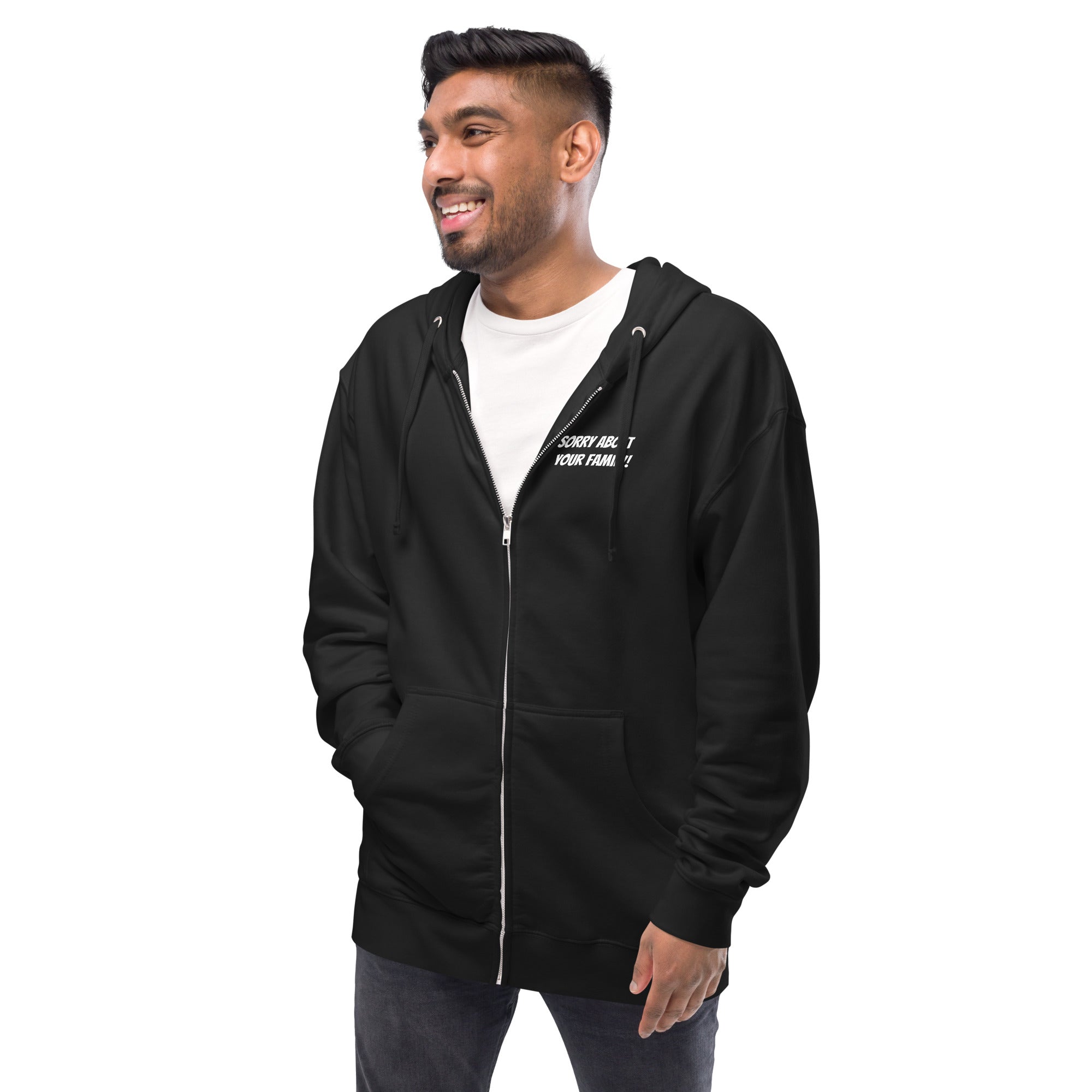 Merryman Black Zip Hoodie (sorry about your family, no names)