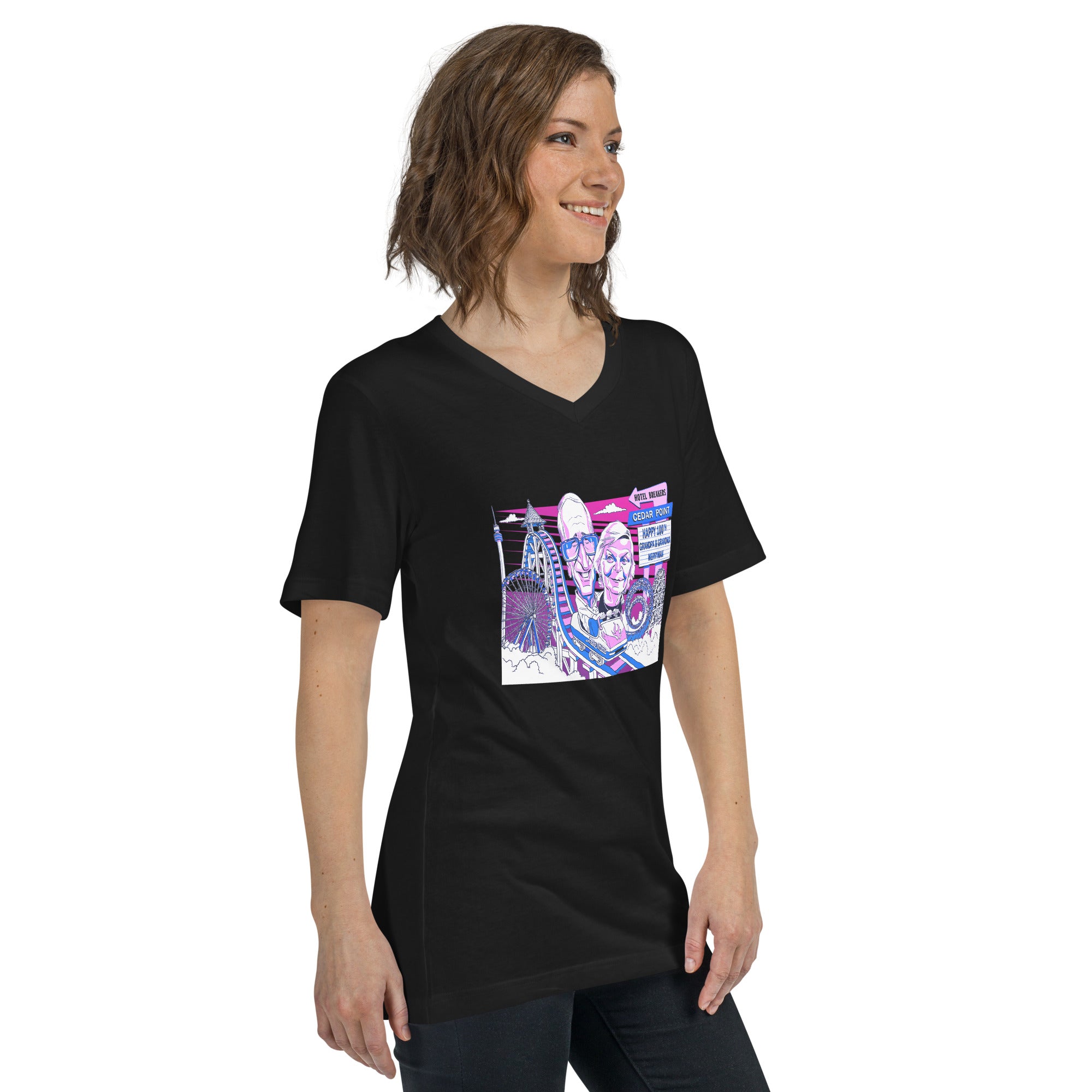 Unisex Short Sleeve V-Neck T-Shirt