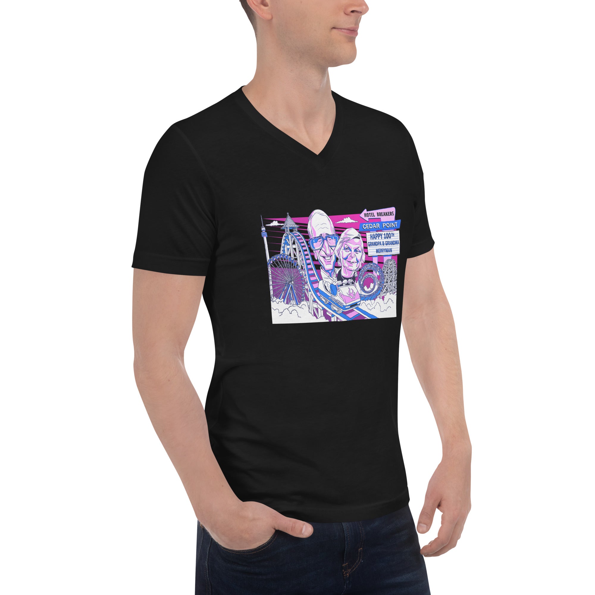 Unisex Short Sleeve V-Neck T-Shirt