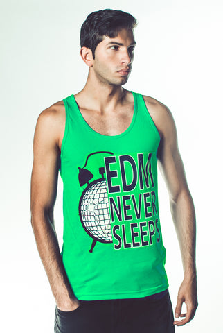 "EDM Never Sleeps" Tank - Green