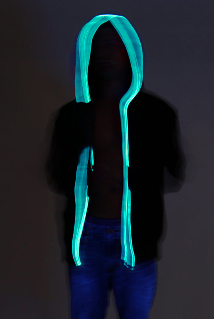 Light-up Hoodie - Black with blue el wire