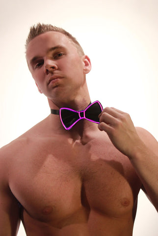 Image of Light-up Black Bow Tie Pink el Wire