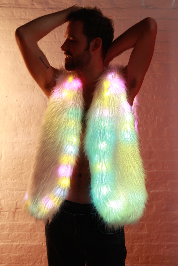 Glow Fur Rainbow LED Vest