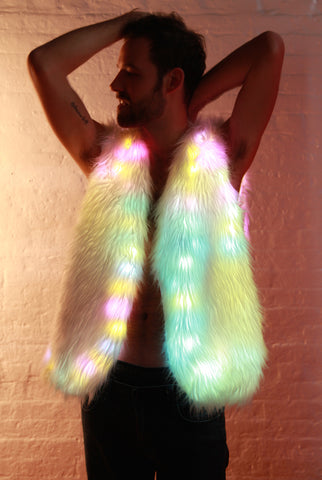 Image of Glow Fur Rainbow LED Vest