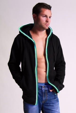 Light-up Hoodie - Black with green el wire