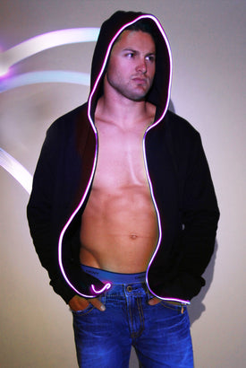 Light-up Hoodie - Black with pink el wire
