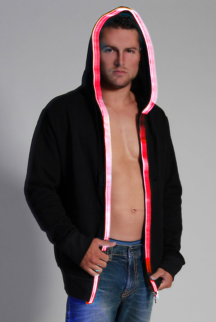 Light-up Hoodie - Black with red el wire