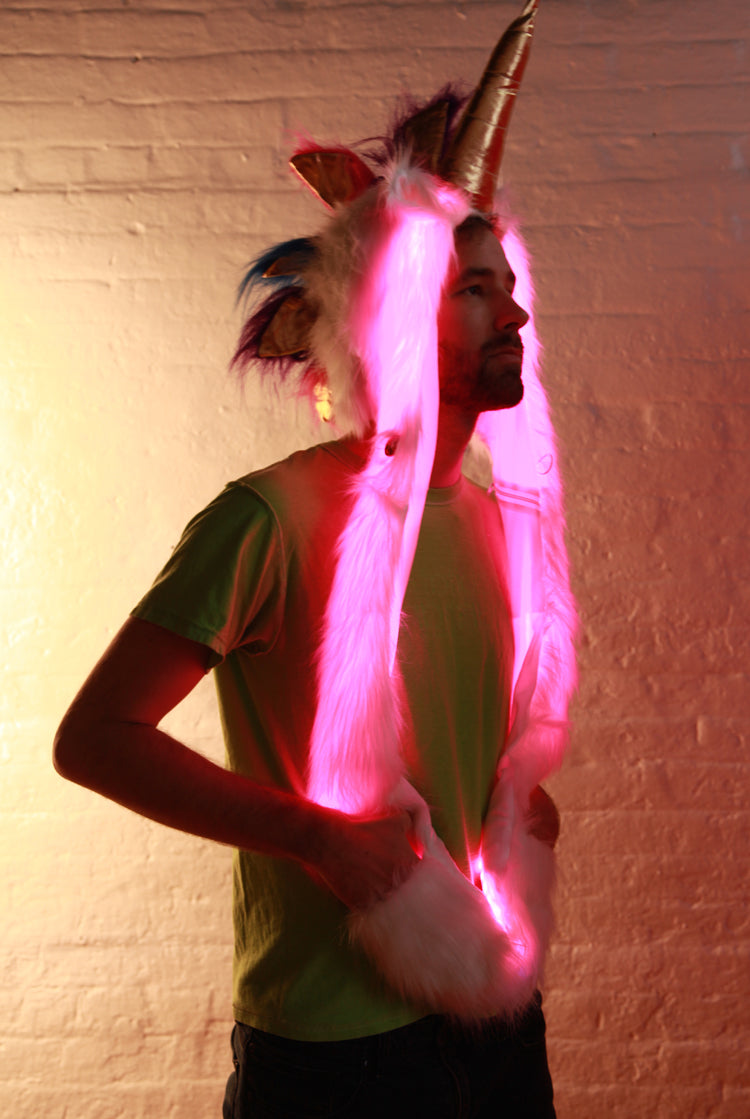 Light Up Unicorn Hood Glow Fur
