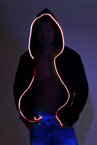 Image of Light-up Hoodie - Black with red el wire