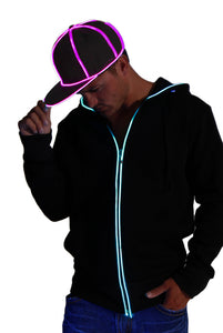 Snap Back Hat - Black with Pink  eL Wire