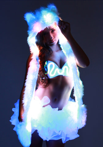 Image of Glow Fur LED Spirit Bear Hood