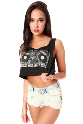 Turntable Crop Top Black
