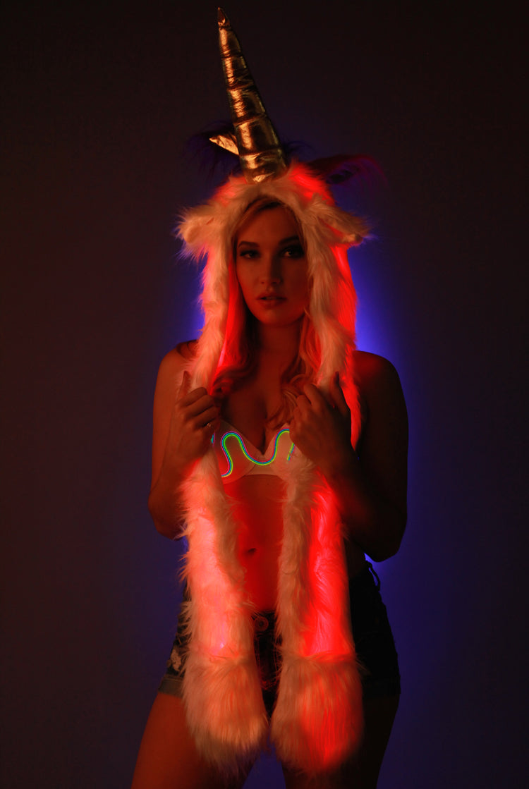 Unicorn Hood Glow Fur